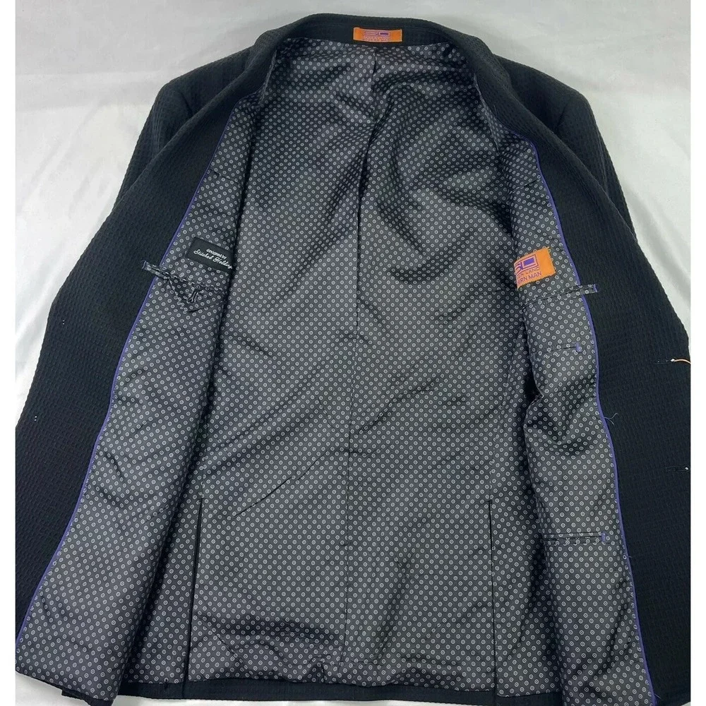 Steven Land‎ Modern Man Black Polyester Gianni Jacket Size Mens 42S NWT